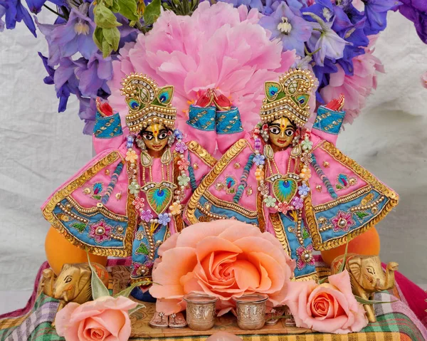 Bushey June Deities Called Lord Chaitanya Lord Nityananda Altar Devotees — Stock Photo, Image