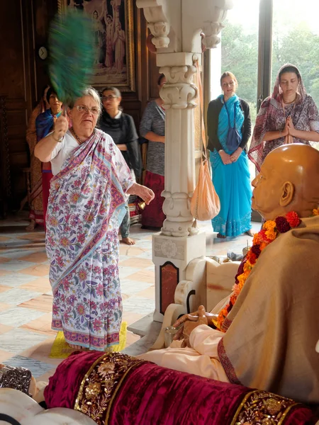 Nové Stránky Mayapur Srpna Ranní Obřad Chrámu Hare Krišna Francie — Stock fotografie