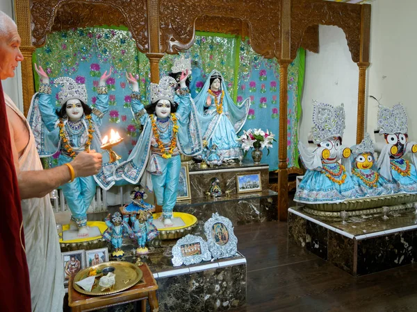 Paris August Main Altar Hare Krishna Temple Called Iskcon Radha — 图库照片