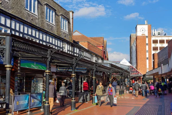 Cannock, 31 Ekim. Market Place, İngiltere'de 2018 üzerinden alışveriş merkezi görünümü
