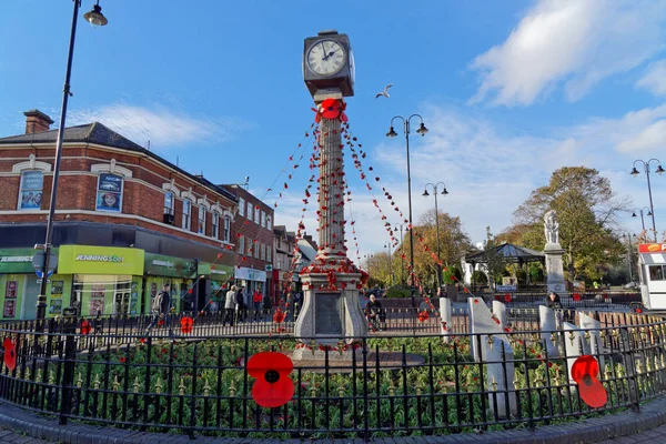 Cannock, 31 Ekim. Cannock Saat Kulesi, Pazar yeri, İngiltere 2018