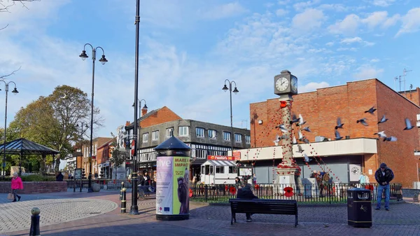 Cannock, 31 Ekim. Cannock Saat Kulesi, Pazar yeri, İngiltere 2018