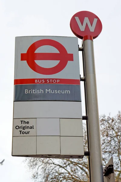 Londra Una Fermata Dell Autobus British Museum Dicembre Regno Unito — Foto Stock