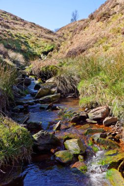 Snowdonia dağlarda akarsu Springtime görünümü.