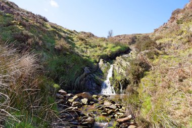 Snowdonia dağlarında bir şelale Springtime görünümü.