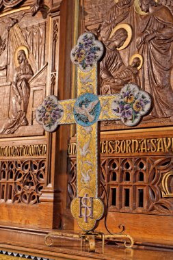 Maentwrog Saint Twrog Kilisesi içinde Tarihi sunak, Snowdonia, Galler, Nisan 11, İngiltere 2018