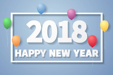 Mutlu yeni yıl 2018, balon ile doku çerçevesinde, kağıt sanat tarzı