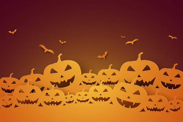 Halloween Con Calabaza Estilo Arte Papel — Vector de stock