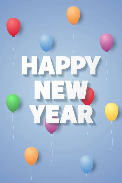 新年快乐2018 带有纹理背景的气球 纸艺风格 — 图库矢量图片