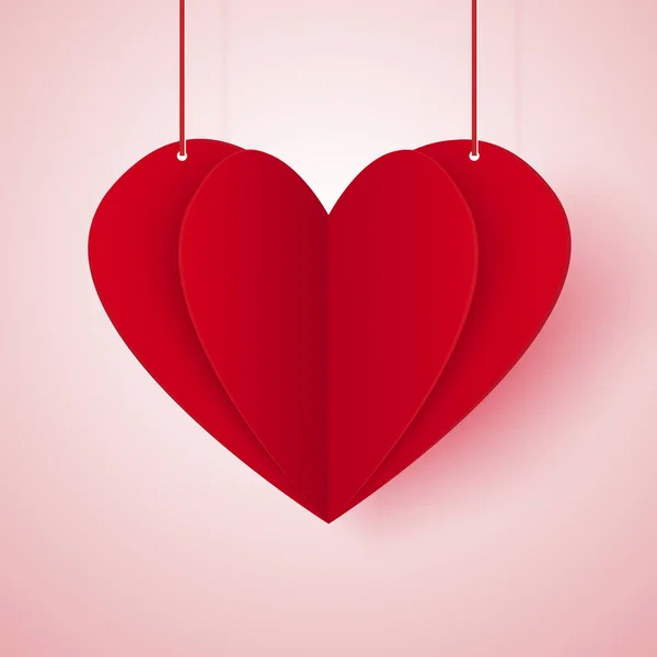 Concepto Amor Corazón Rojo Estilo Arte Papel — Vector de stock
