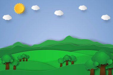 Doğa manzara arka plan, kağıt sanat tarzı