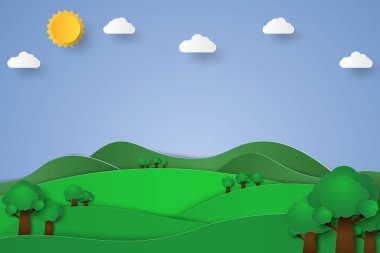 Doğa manzara arka plan, kağıt sanat tarzı