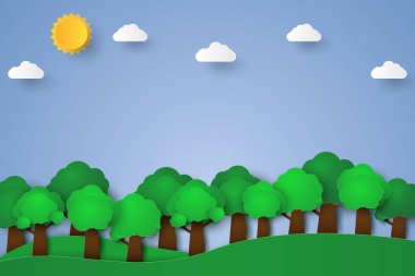 Doğa manzara arka plan, kağıt sanat tarzı