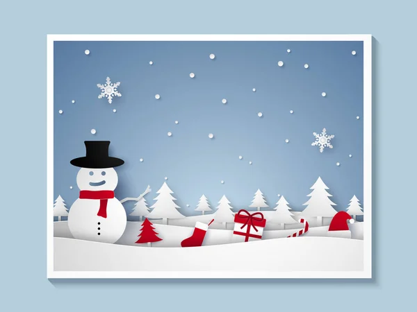 Buon Natale Felice Anno Nuovo Pupazzo Neve Con Ornamenti Cornice — Vettoriale Stock