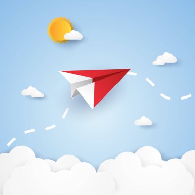 Kağıt sanat tarzı gökte uçan origami uçakları