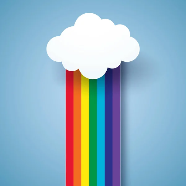 Rainbow Cloud Paper Art Style — Stock Vector