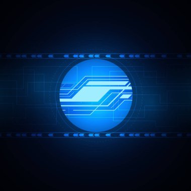 Soyut teknolojik altyapı, mavi devre kartı, daire dijital