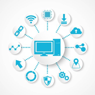 Teknoloji simgesi, bilgisayar bağlantı kavramı