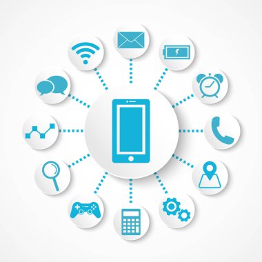 Teknoloji simgesi, cep telefonu bağlantı kavramı