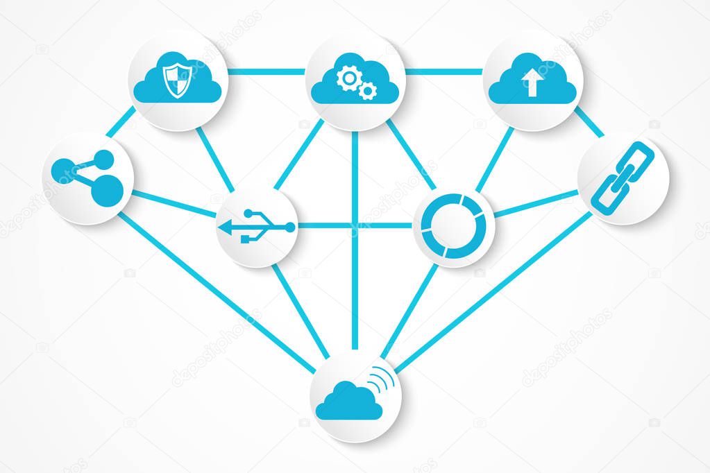 Digital technology icons , connection concept with diamond structure