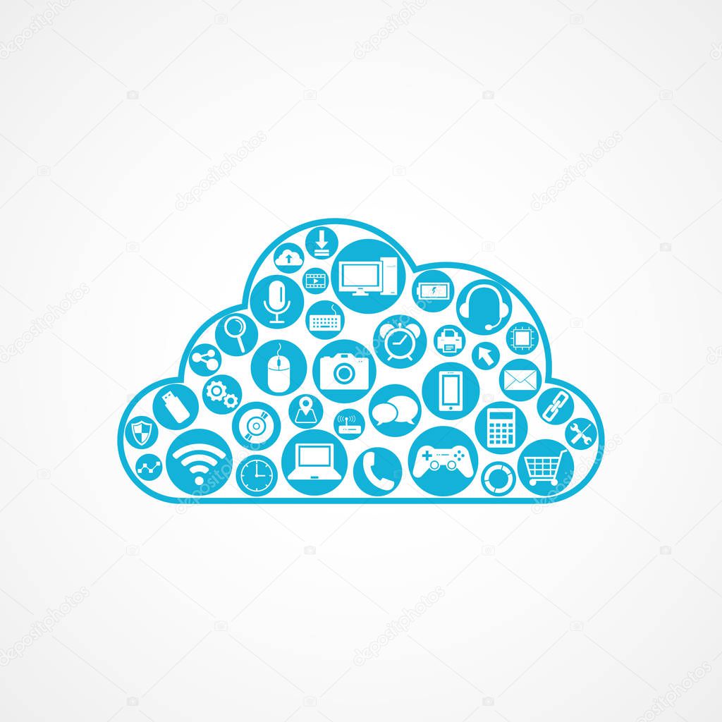 Technology devices icon in cloud shape