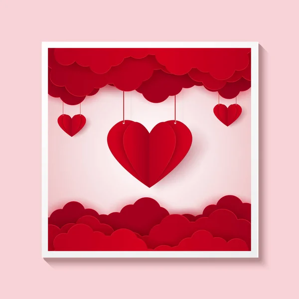 Alla Hjärtans Dag Illustration Kärlek Bild Rött Hjärta Hängande Med — Stock vektor