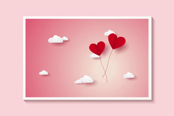 San Valentín Ilustración Del Amor Globos Rojos Del Corazón Volando — Vector de stock