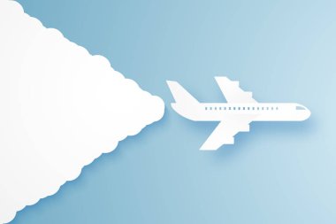 Kağıt sanat tarzı gökte uçan uçak