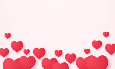 Kırmızı kalp şekli arka plan, kağıt sanat tarzı