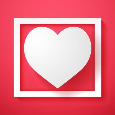 Beyaz kalp şekli çerçevesinde, kağıt sanat tarzı