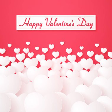 Sevgililer günü, yazı, kağıt sanat tarzı ile beyaz kalp şekli arka plan