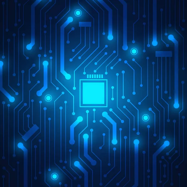 Fondo Tecnología Microchip Patrón Placa Circuito Azul — Archivo Imágenes Vectoriales