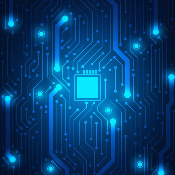 Fondo Tecnología Microchip Patrón Placa Circuito Azul — Archivo Imágenes Vectoriales