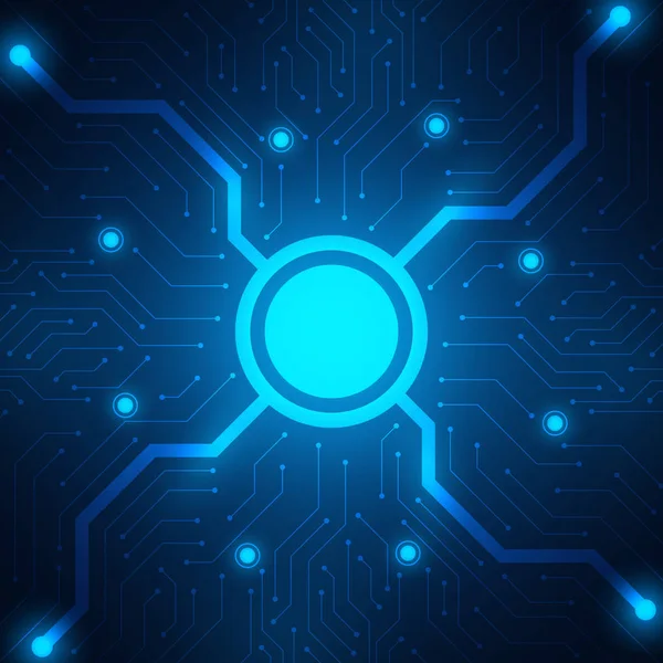 微芯片技术背景 蓝色电路板图案 — 图库矢量图片