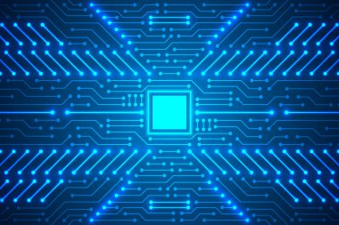 Mikroçip Teknoloji Arkaplanı, mavi dijital devre deseni