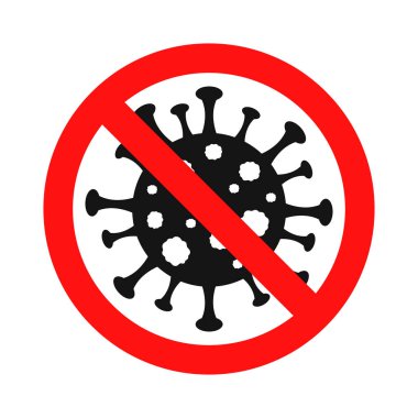 Coronavirus ikonu, Coronavirüsü durdurun, Covid-2019, Enfeksiyon yok, Tehlikeli Virüs