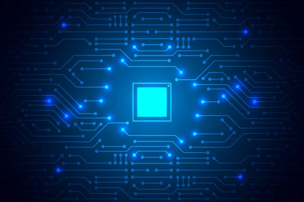 Technologie Microchip Arrière Plan Circuit Imprimé Numérique Bleu — Image vectorielle