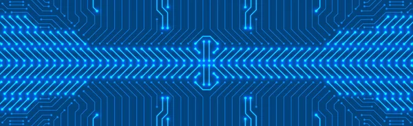 Technologie Microchip Arrière Plan Circuit Imprimé Numérique Bleu — Image vectorielle