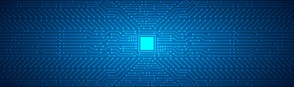 Технологія Microchip Фон Синій Цифровий Шаблон Друкованої Плати — стоковий вектор