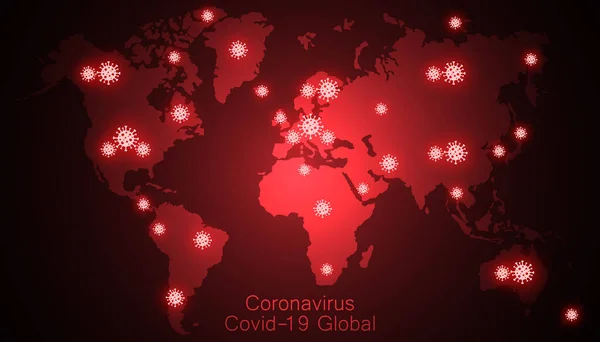 世界中のコロナウイルス 新しいウイルスの広がり Covid 2019 危険なウイルス パンデミック — ストックベクタ