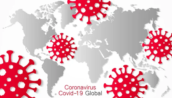世界中のコロナウイルス 新しいウイルスの広がり Covid 2019 危険なウイルス パンデミック — ストックベクタ