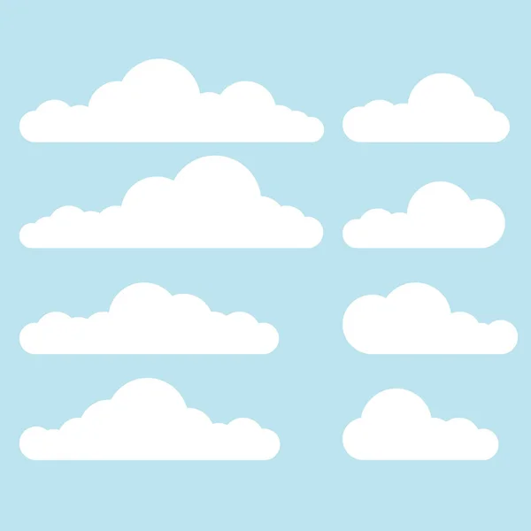 Белое Облако Набор Значков Плоский Дизайн — стоковый вектор