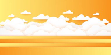 Yaz Zamanı, Bulutlar, parlak gökyüzü, kağıt sanatı tarzı