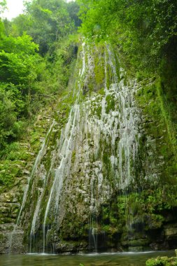 Cantabria, Churrn de Borlea, şelale bir bulutlu bahar günde