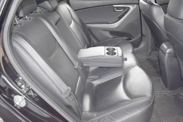 Black luxury car Interior, black leather seat of the car