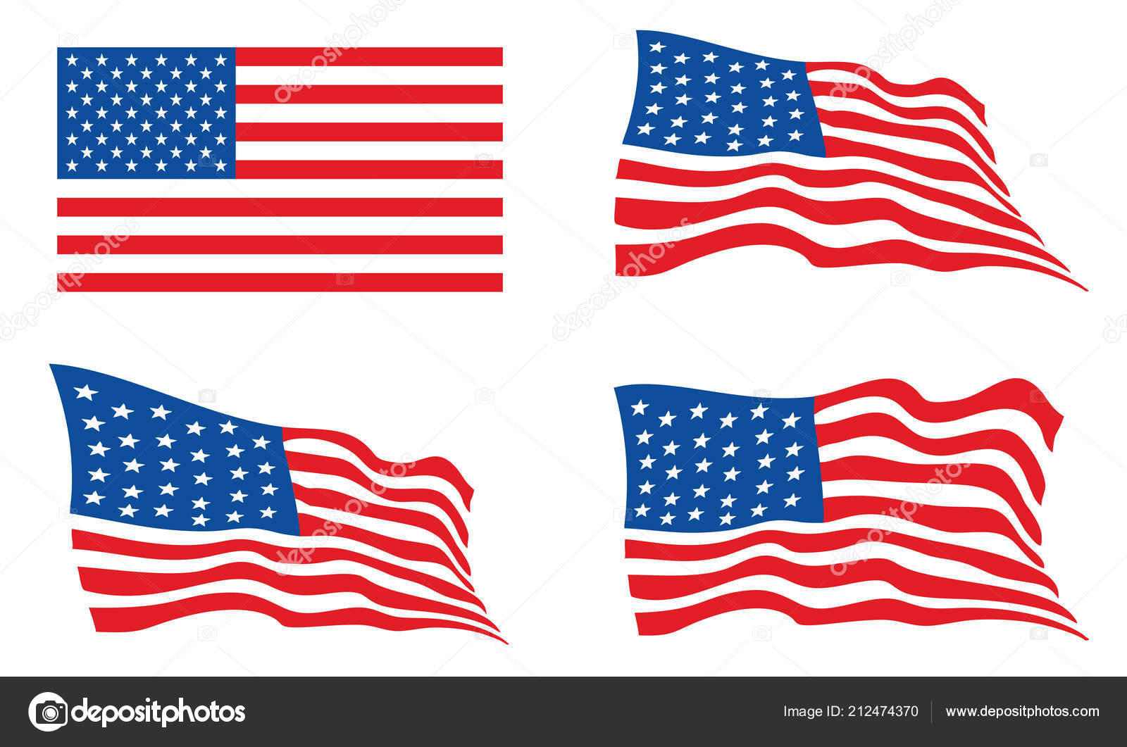 Download Usa Flag Official Colors Waving American Flags Set Vector ...