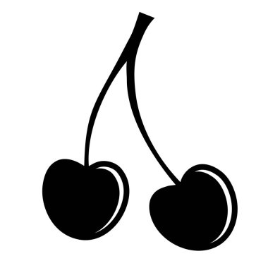 Siyah stil vektör meyve sebze simgesi simgesini Eps 10 kiraz