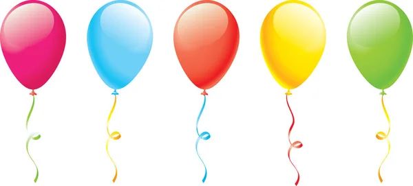 Balões Cor Conjunto Brilhante Vector — Vetor de Stock
