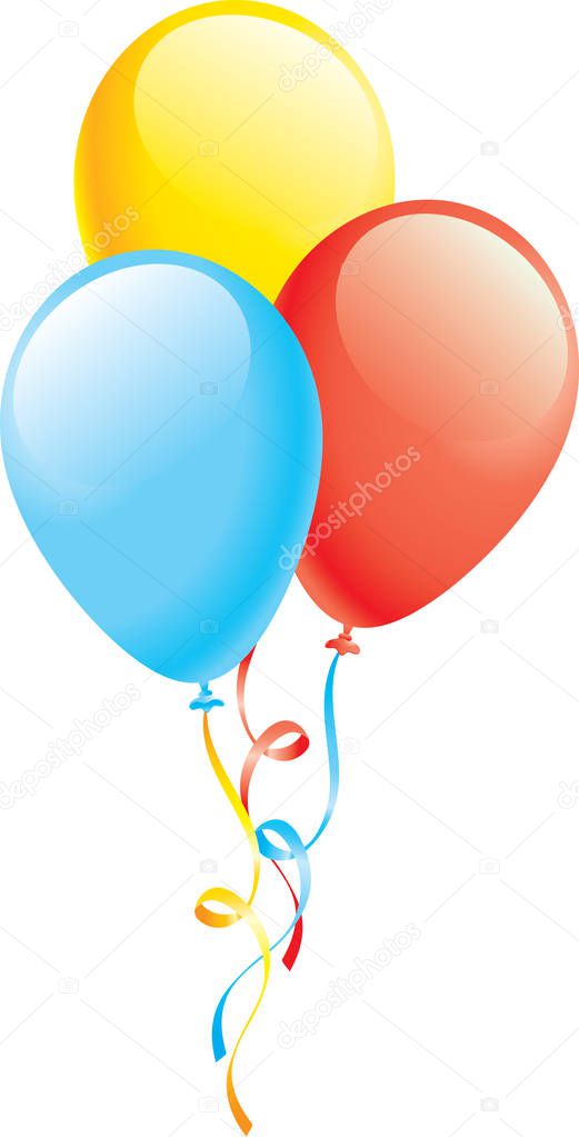 Three 3 Balloons Color Balloon Glossy Vector EPS 10