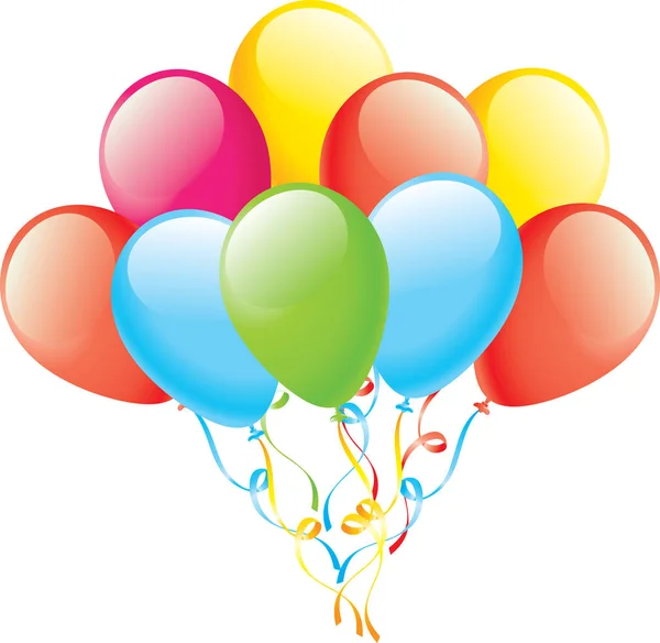 Neun Luftballons Farbe Ballon Hochglanz Vektor Eps — Stockvektor